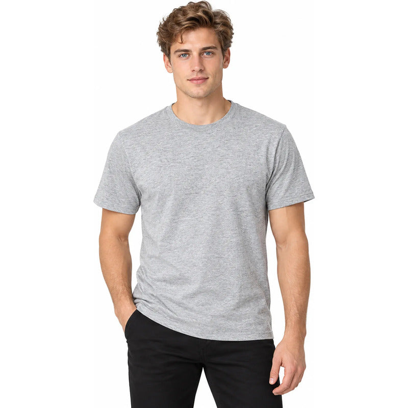 Playera Básica Para Hombre Paquete 4pz Gris Marca Skannda® Gris Lisa Paquete Playeras