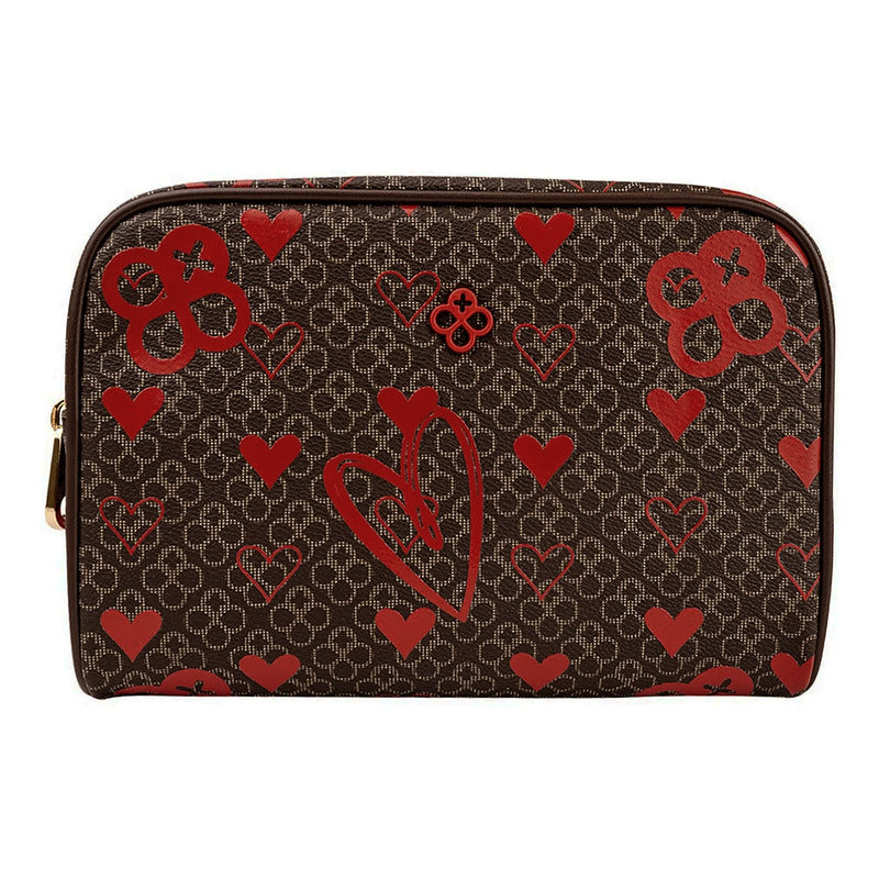 Bolso Clutch Para Mujer Mod. Ji 249 Marca Jaime Ibiza® Marrón Corazones Níquel
