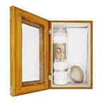 Set Para Bautizo Vela+concha+toalla+caja De Madera
