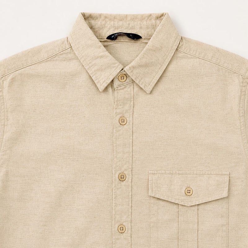 Camisa Lino Regular Fit Para Hombre Mod. Le2604 Roosevelt® Beige Lisa Ch