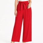 Pantalon Ancho Para Mujer Mod. Alfnsn Marca Sterling® Rojo Lisa Eg