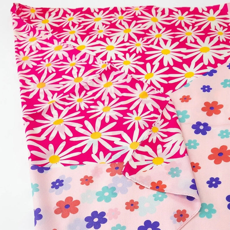 Mascada Ejecutiva De Satín Cuadrada Fina Para Mujer Multicolor Floreado Unitalla