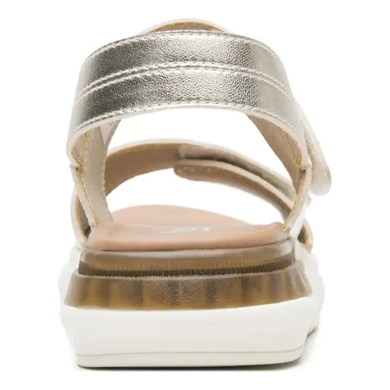 Sandalia Casual Para Mujer Con Cápsula 1294010 Marca Flexi® Oro Liso 25 Mx