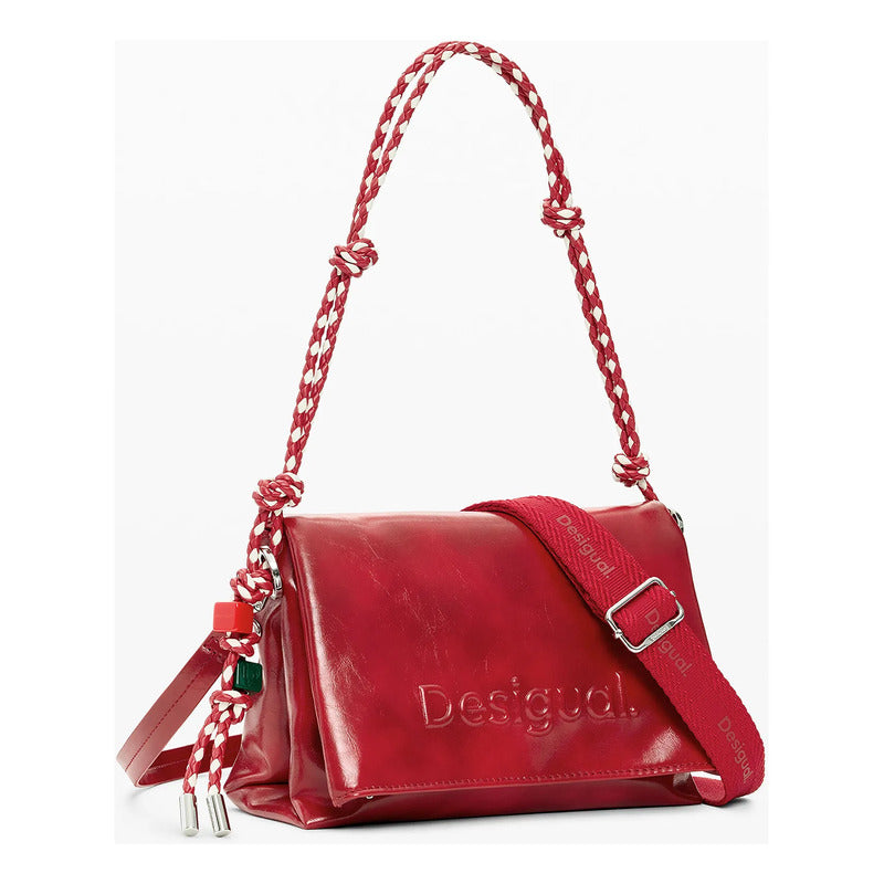 Bolso Mediano Para Mujer Mod. 26saxpaa/3000 Marca Desigual® Rojo Lisa Níquel Multicolor