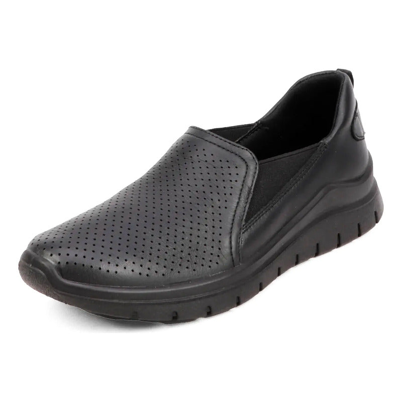 Zapato Mocasín Conford Para Mujer Mod.130210 Marca Flexi® Negro Perforado 25.5 Mx