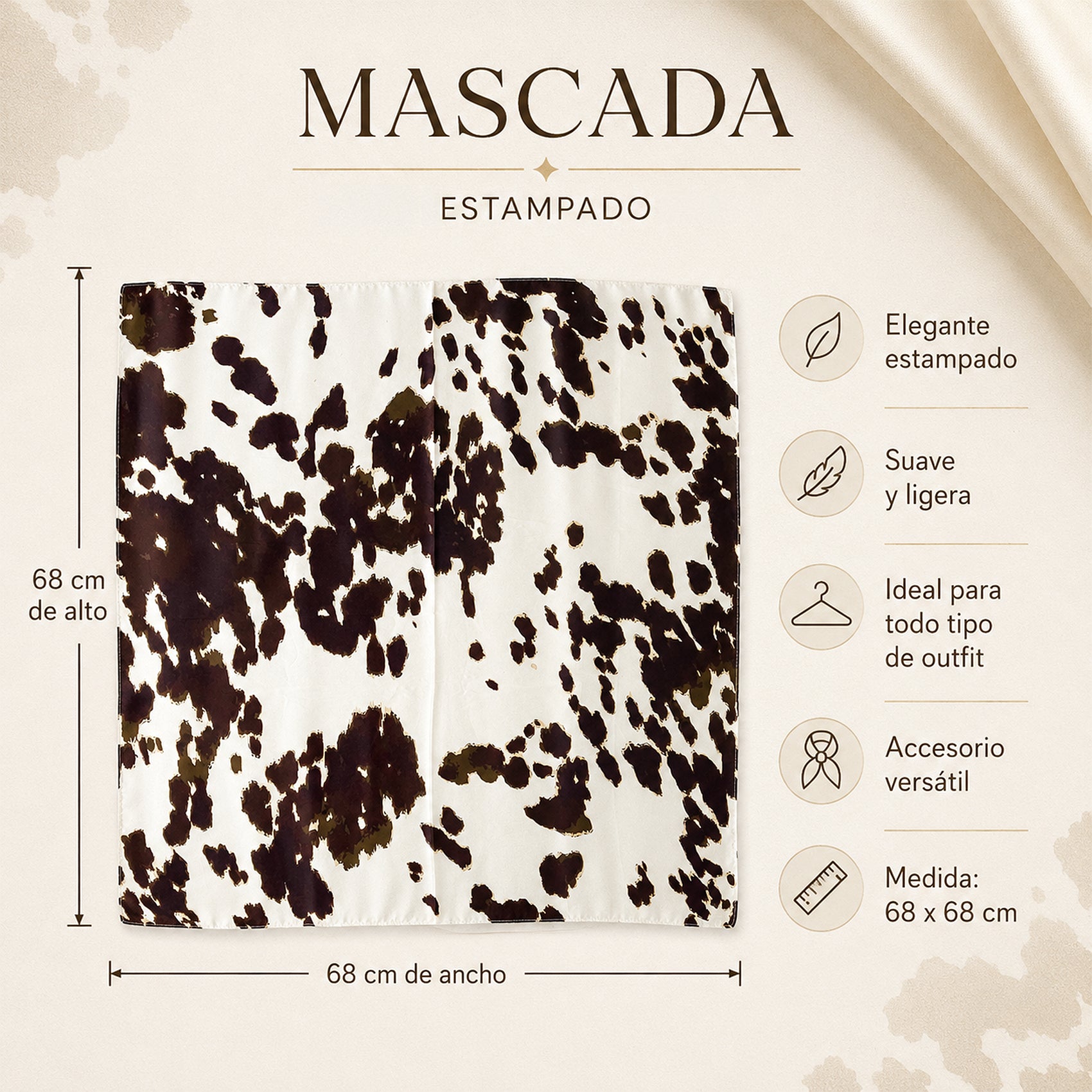 Mascada Ejecutiva De Satín Cuadrada Fina Para Mujer Manchas
